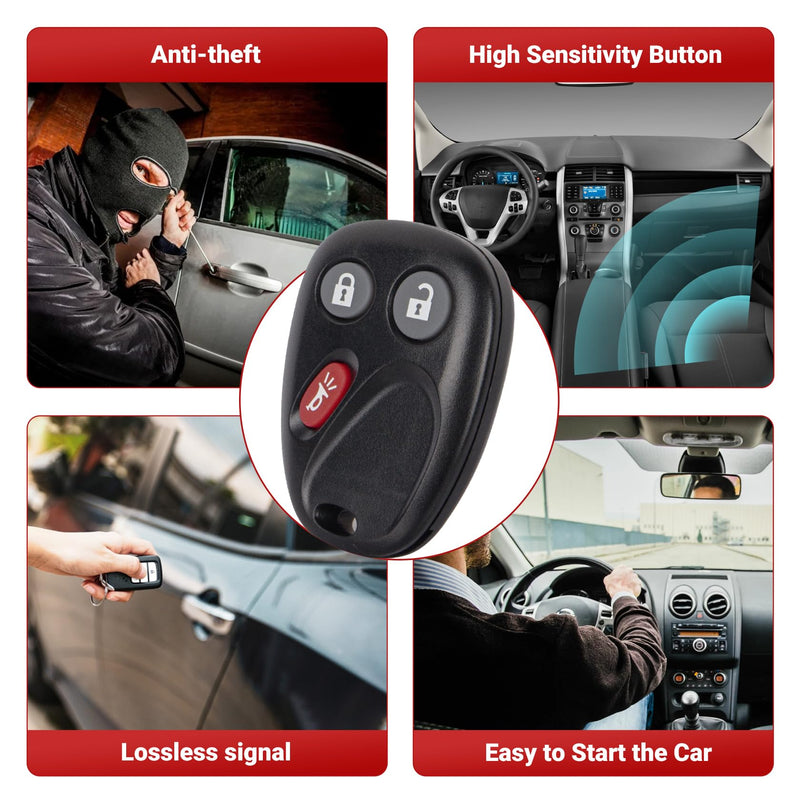 Key Fob Keyless Entry Remote Control Compatible with Chevrolet Chevy Equinox Avalanche Silverado Suburban Tahoe/Cadillac Escalade/GMC/Hummer H2 Car Key Replacement for LHJ011