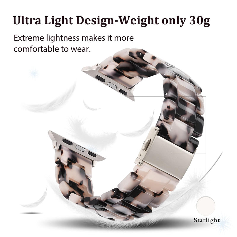 V-MORO 2 Pack Resin Lightweight Band Compatible with Series 7/8/9/10 Apple Watch Bands 41mm/40mm/38mm/42mm Fashion Strap for iWatch Series 6/5/4/3/2/1/SE Bracelet Wristband Women Men