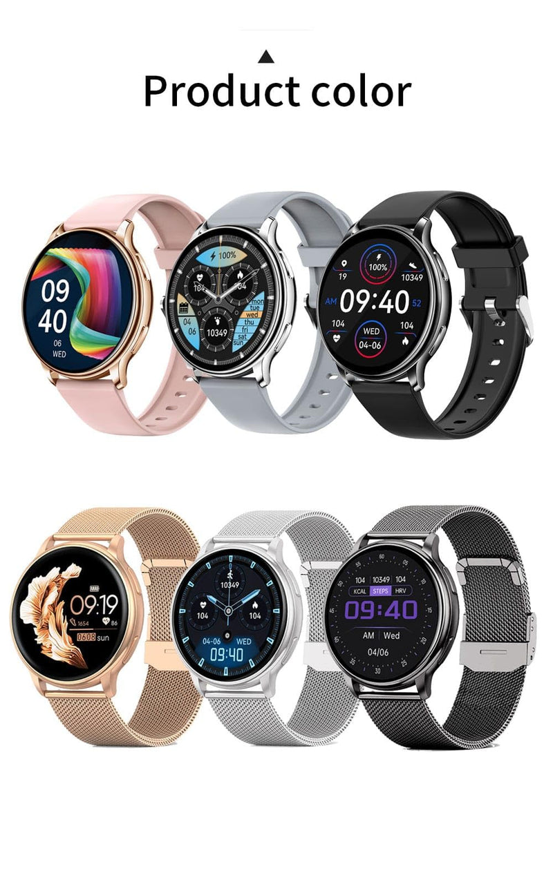 Elegant Women smartwatch with 2 Bands, Bluetooth Calls & Tracking. | Elegant women smartwatch with 2 interchangeable bands. Supports Bluetooth calling, notifications & real-time health tracking.