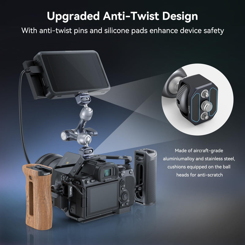 SMALLRIG 7" Rosette Magic Arm, Camera Monitor Mount, Articulating Arm with 1/4"-20 Screws and Anti-Twist Pins, Max Load Capacity 3.5kg Friction Arm, for Cameras, Monitors, LED Lights and Phones 7" Gear Magic Arm