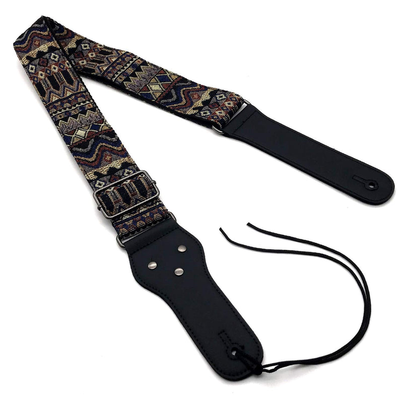 Adjustable Guitar Strap with 2 Strap Locks and 1 Leather Strap Button D