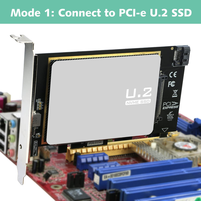 U.2 to PCI-e Adapter, RIITOP PCIe 3.0 x4 to 2.5" U.2 (SFF-8639) SSD or SATA3 (6G) to 2.5 SATA SSD Expansion Card