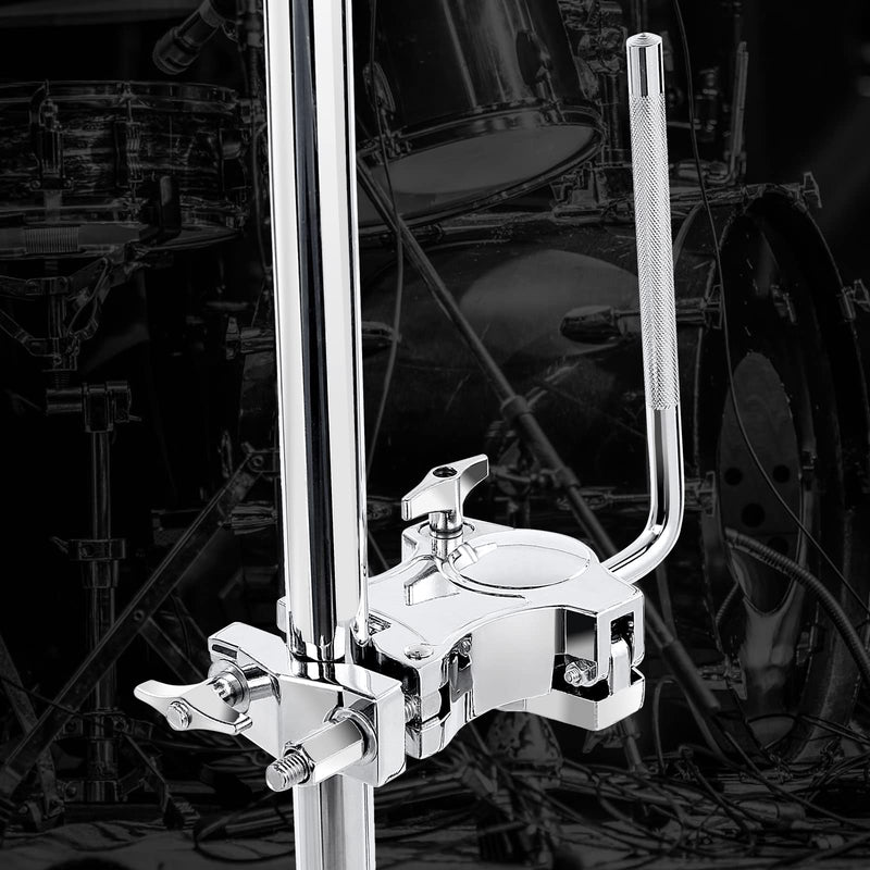 L-Rod Cowbells Clamp,Silver Drum Clamp Cowling Mounting Bracket Expansion Clamp, Adjustable Percussion Drum Set Cowbell Bracket for Toms, Cowbells, Clappers, etc.