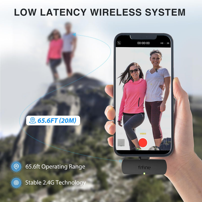 FIFINE Wireless Lavalier System with 2 Microphones, Lapel Mic Clear Sound for YouTube Video Interview Vlog, Dual Mini Mic with Type C Receiver for Android Phone/Tablet/Iphone15(USB C) Laptop-M8 M8 (Two Mics)