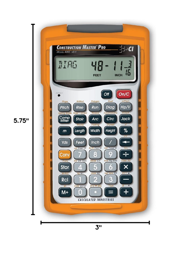 Calculated Industries 4065 Construction Master Pro Advanced Construction Math Feet-inch-Fraction Calculator for Contractors, Estimators, Builders, Framers, Remodelers, Renovators and Carpenters | Advanced Construction Math, Feet-Inch-Fractions, For Con...