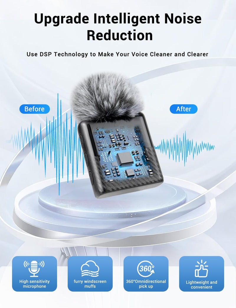 [AUSTRALIA] - Kairiyard Mini Wireless Lavalier Microphone for iPhone, iPad, Android Phone, Noise Reduction Plug and Play Magnetic Clip on Lapel Mic for Video Recording Podcast Vlogging 