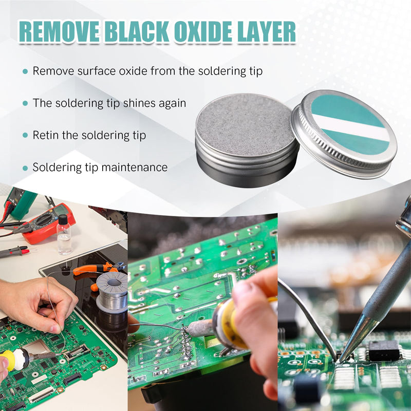 Soldering Tip Cleaner Set, Soldering Tips Reactivator with Desoldering Wire, Tip Activator for Reactivating Oxidised Soldering Tips, Cleaning Tips Cleaner, Soldering Iron Accessories, Gently Removes