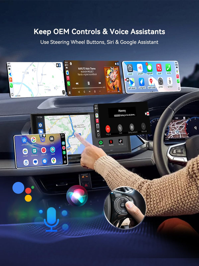 USB-C Wireless CarPlay & Android Auto Adapter with USB-A Converter, 2-in-1 Wireless CarPlay Adapter for Factory Wired CarPlay and Android Auto Cars, High-Speed 5GHz WiFi, Bluetooth 5.0 | 2-in-1 adapter uses 5GHz WiFi and Bluetooth 5.0 to add wireless C...