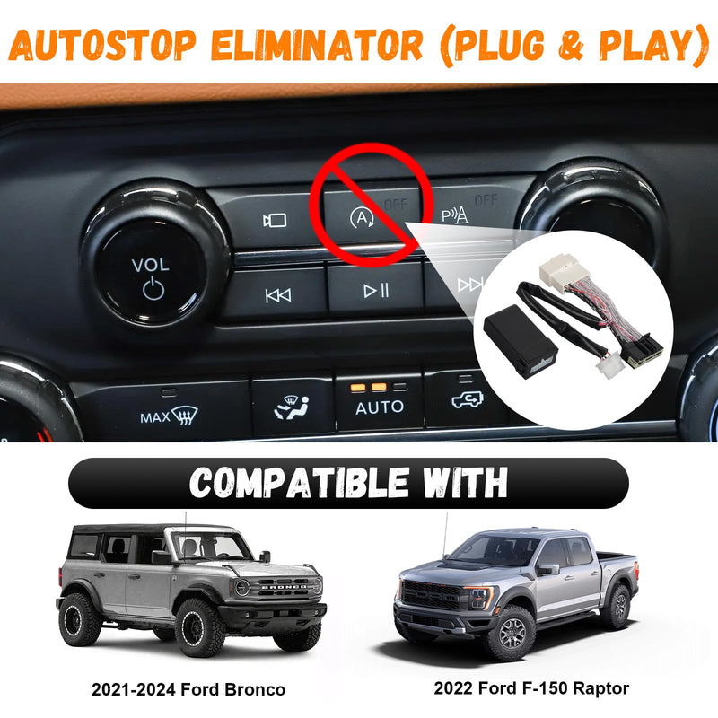 Auto Start Stop Eliminator for 2021-2025 Ford Bronco & 2022 Ford F-150 Raptor, Engine Start-Stop System Bypass, Automatic Stop-Start Canceller (Note:No fit Bronco Sport and Bronco Badlands) fit bronco & 2022 F-150 Raptor