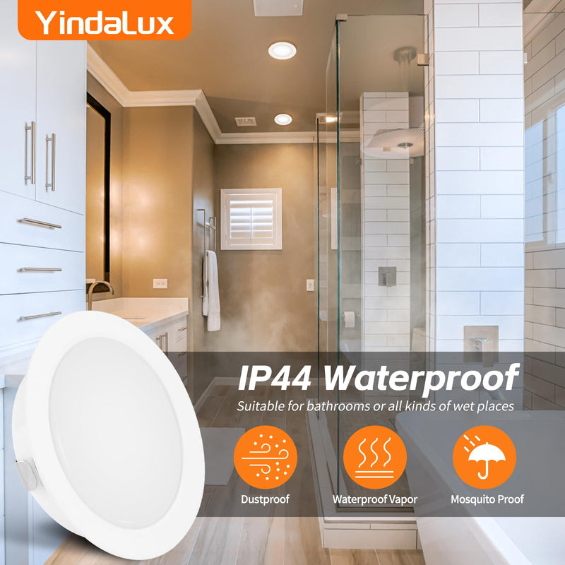 YindaLux Set of 3 LED Recessed Spotlights 230 V Dimmable 3 W 3000 K Warm White LED Spot Ultra Flat 300LM Bore Hole 55-58 mm and 15 mm Flat IP44 Furniture Recessed Spotlights for Mirror Cabinet, White 3 pieces White 3000k