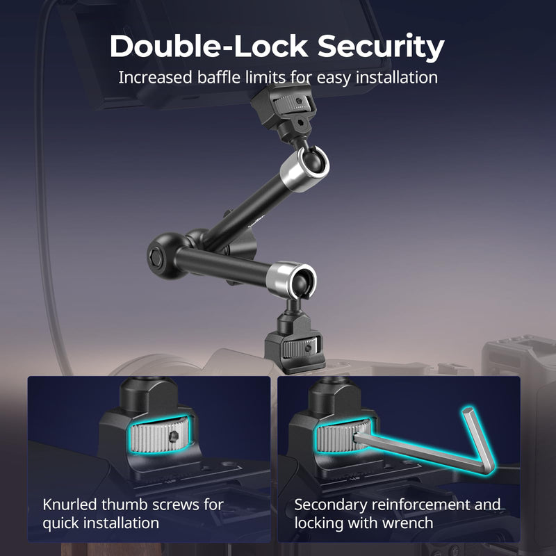 [AUSTRALIA] - SMALLRIG 11'' Magic Arm with 1/4"-20 Screws & Spring-Loaded Pins, 1.5kg Load Capacity, 360° Dual Ball Head, Non-Slip Design for Cameras/Lights/Monitors/Mics/Phones – 5309 1-Pack (Upgraded Version) 