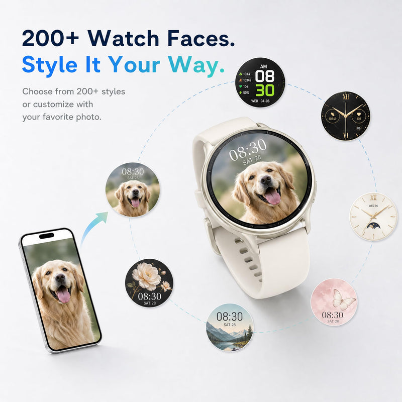 Smart Watch for Women (Answer/Make Call), 1.65" HD Fitness Tracker with Heart Rate/SpO2/Sleep Monitor, Pedometer, 110+ Sports Modes, 3ATM Waterproof, 7-Day Battery, for iOS Android Starlight