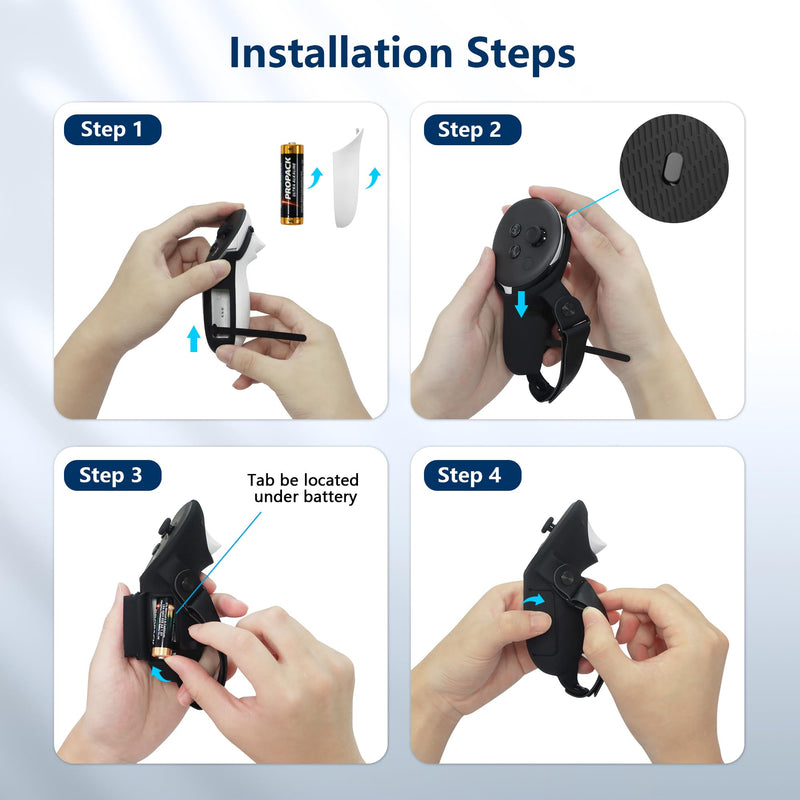 AMVR Upgraded Controller Grips Cover Compatible with Meta/Oculus Quest 3 Accessories, with Battery Opening Cover and Knuckle Straps Protector(Not for Charging Dock)
