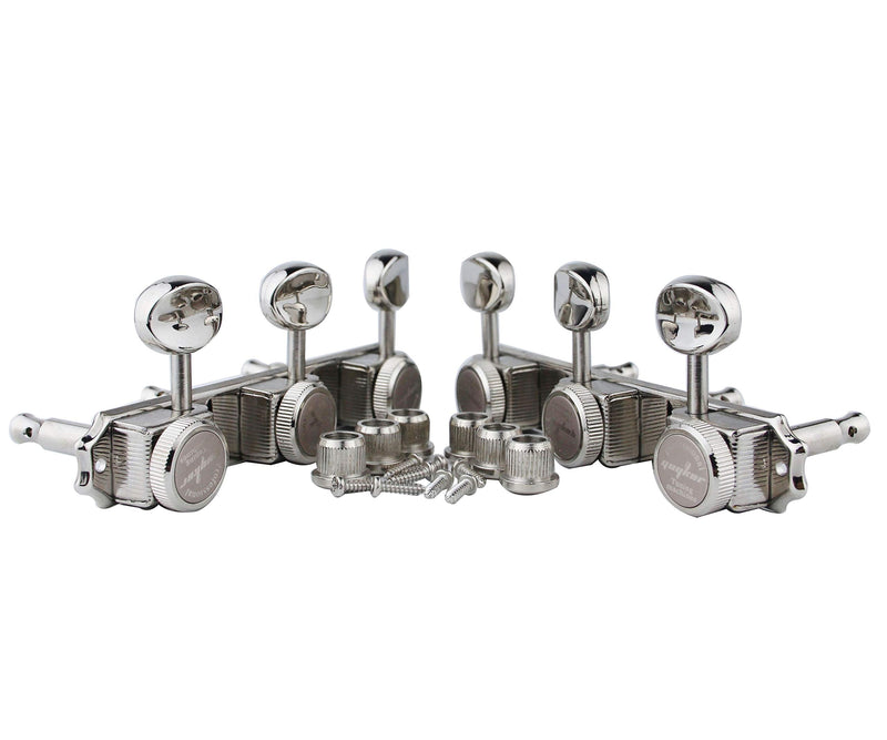 [AUSTRALIA] - Guyker Guitar Locking Tuners on a Plate 3R-3L – Vintage Style Lock String Tuning Key Pegs Machine Heads Replacement, Nickel 