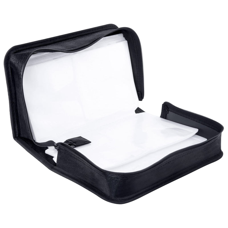 CD/DVD Case Holder, 128 Capacity CD VCD Media Wallet, Storage, Holder, Booklet, Organizer (Black) Black