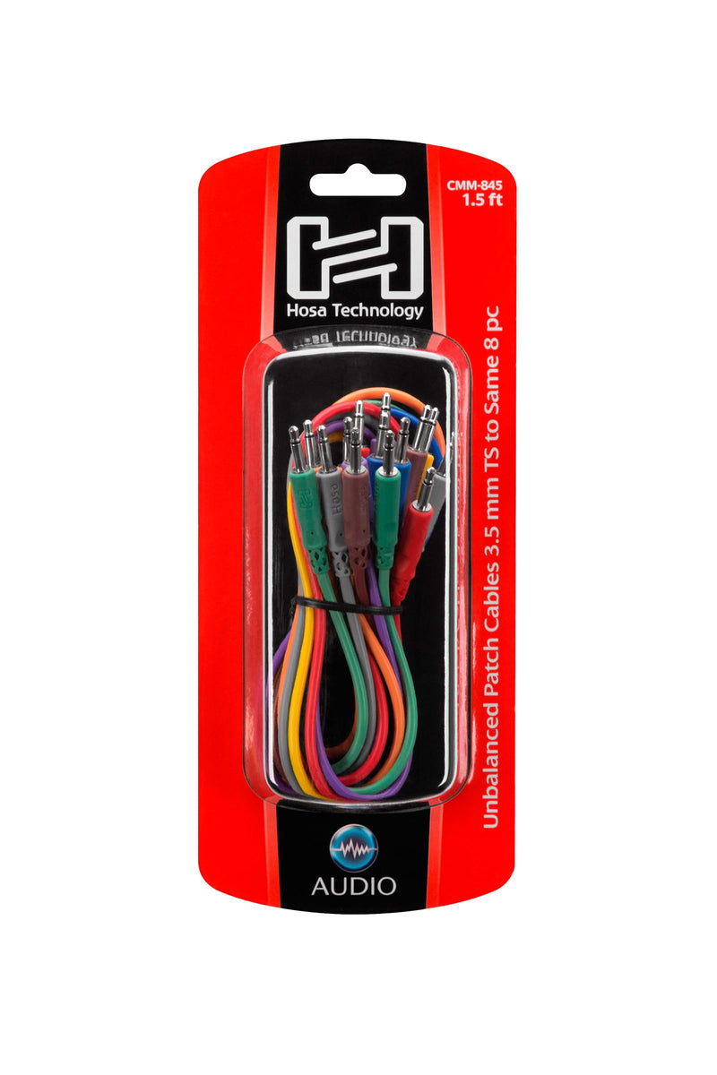 Hosa CMM-845 Unbalanced Patch Cables, 3.5 mm TS to Same, 1.5 Feet