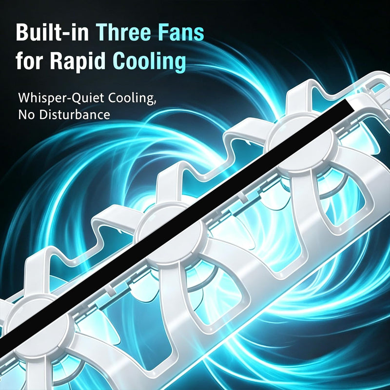 Cooling Fan for PlayStation 5, 3 High-Speed Fans, DC 5V USB Powered, Built-in LED Backlight, Efficient Cooler Accessories for PlayStation 5 Disc & Digital Editions, White
