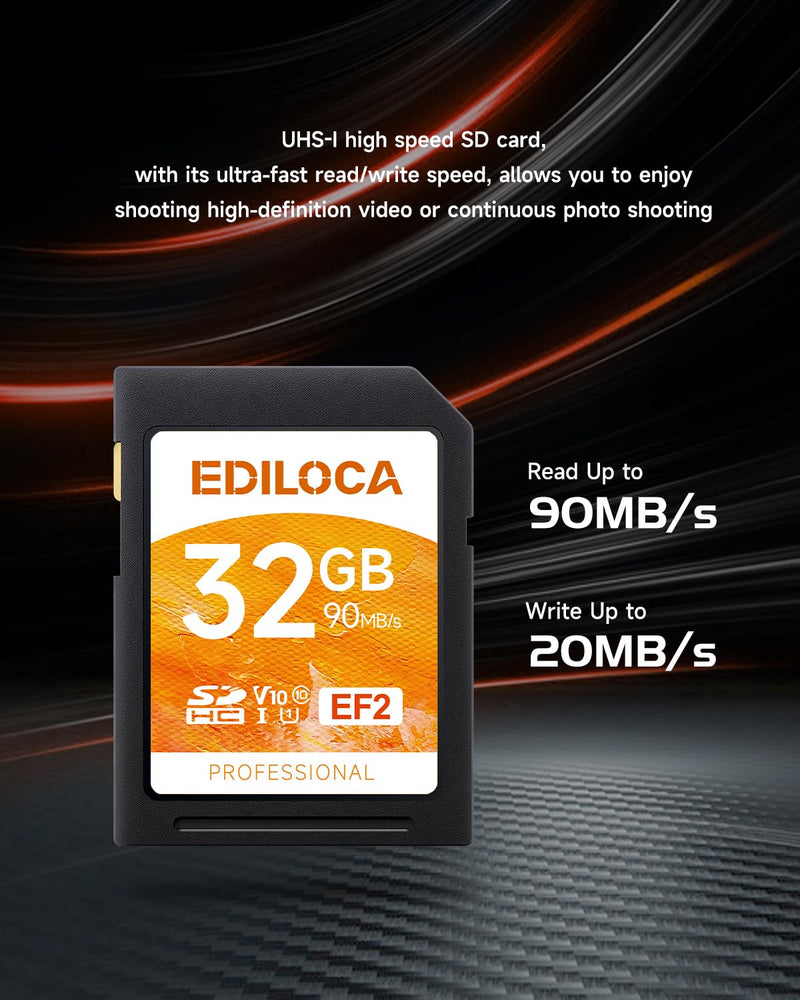 [AUSTRALIA] - EF2 UHS-I SD Card UHS-I Memory Card Fast Storage, Read Speed 90MB/s, Write Speed 20MB/s, C10, U1, V10, Full-HD & 4K Video, SD Card, Must-Have for Professional Photographers 32GB EF2 -100MB/s 