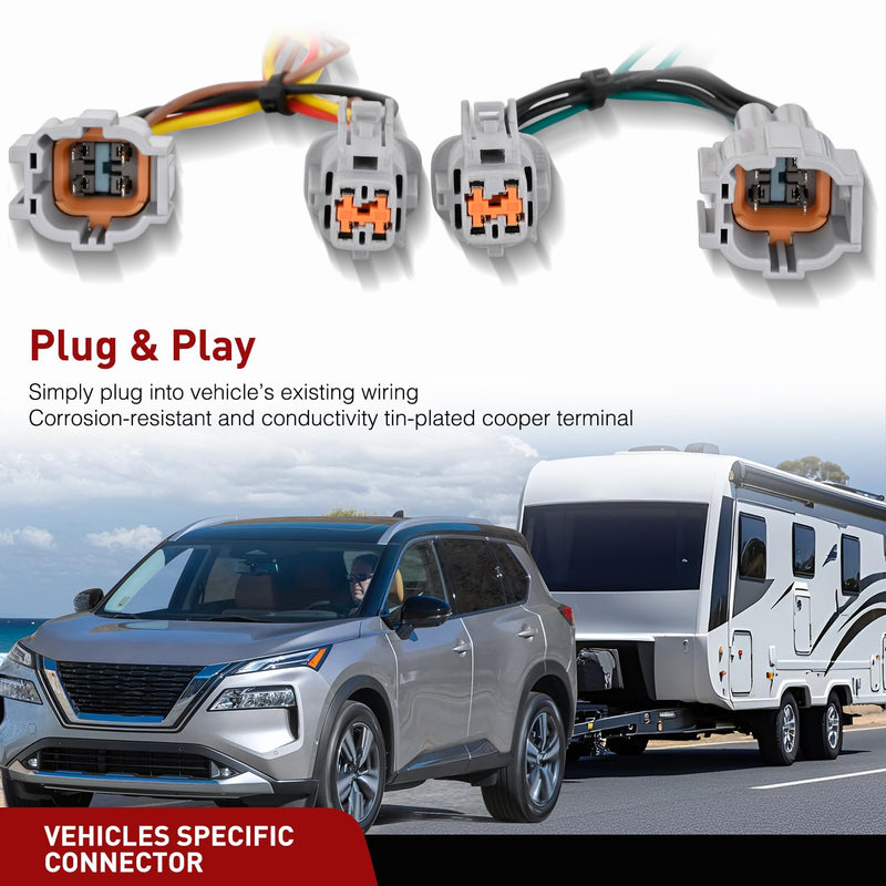 Nilight 4 Pin Trailer Wiring Harness Kit 56459 | Vehicle Standard 4 Way Connector Custom for 2021 2022 2023 2024 2025 Nissan Rogue Simple Fit Tow Hitch Harness 2021-2024 Nissan Rogue