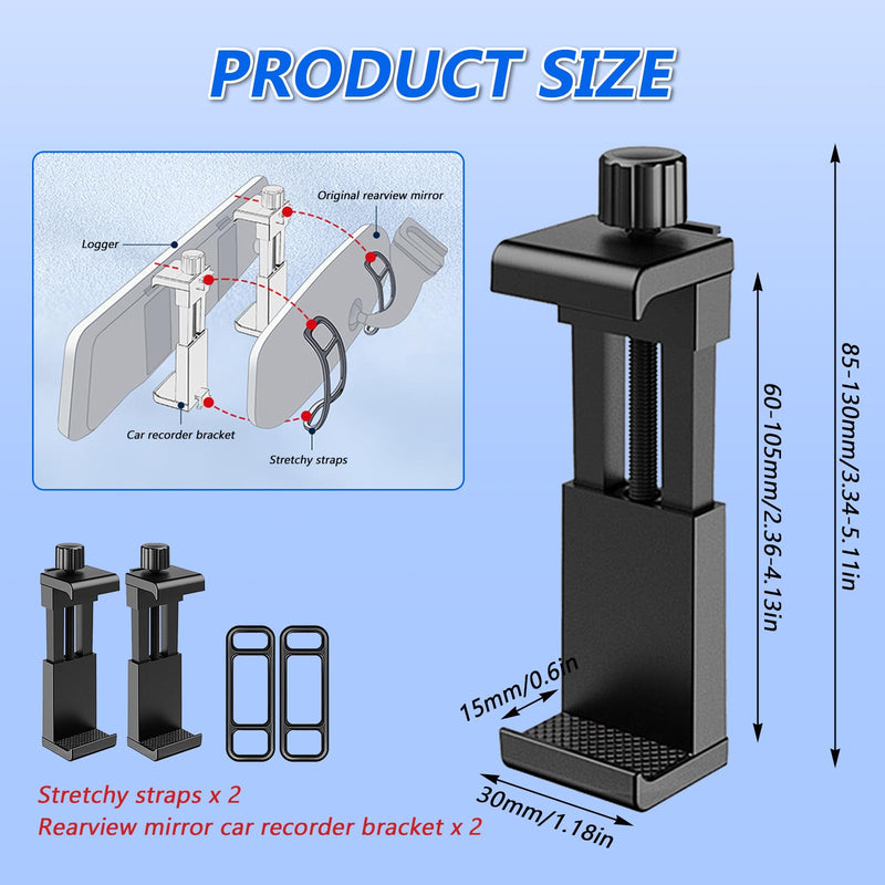 [AUSTRALIA] - Universal Rearview Mirror Dash Cam Mount - High - Strength, Tool - Free, Adjustable Size 