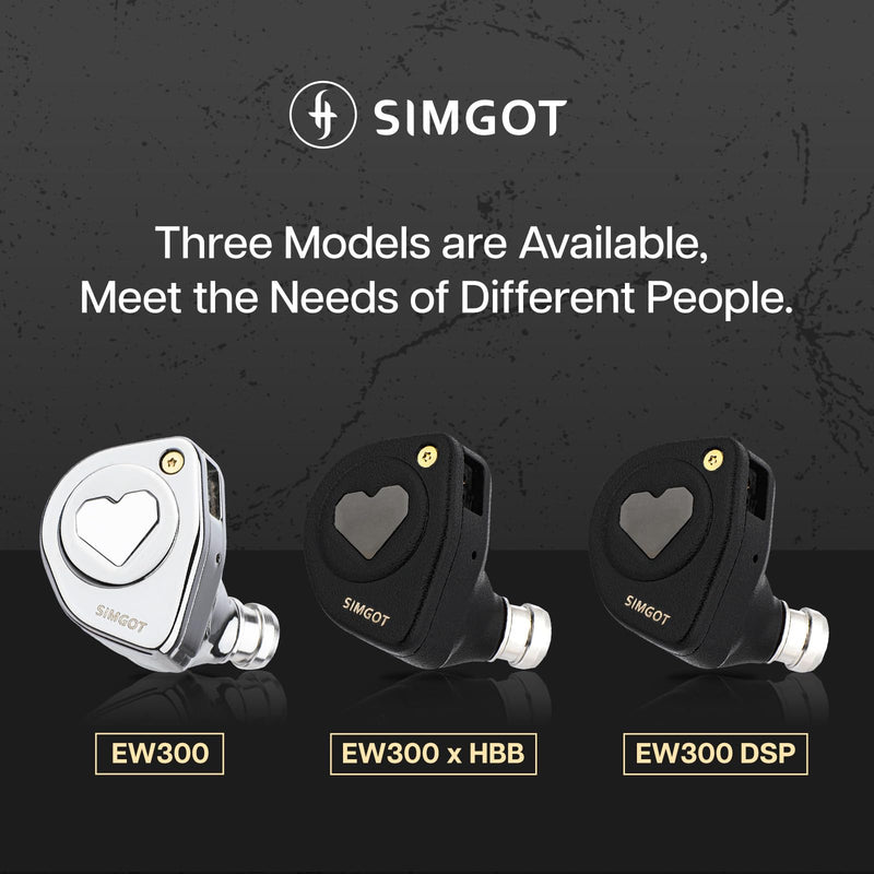 Linsoul SIMGOT EW300 1DD+1Planar+1PZT Hybrid Driver IEMs, Standard Edition | HiFi Wired Earbuds, Gaming Earbuds with Detachable Nozzles, Silver-Plated OFC In Ear Monitor Cable for Audiophile Musician EW300 Standard