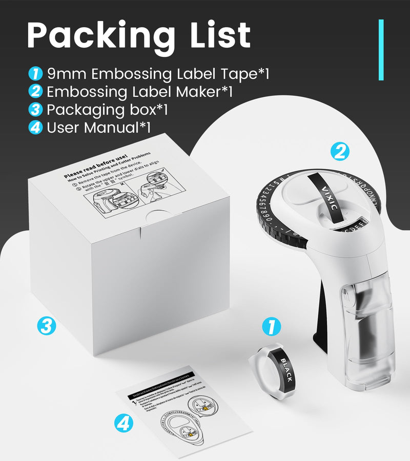 [AUSTRALIA] - Embossing Label Maker Machine with Tapes, Vintage Manual Label Maker Embossed, Retro Punch Emboss Labeler with 1 Rolls 3D Embosser Tapes Waterproof for Home Kitchen DIY Crafting Kids, Black 1 Embosser with 1pk tapes 
