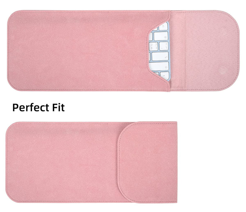 CaseBuy Premium Leather Keyboard Sleeve Cover for Apple iMac 24" M1 Chip Magic Keyboard w/Out Touch ID A2449 A2450 Apple Wireless Magic Keyboard 2 MLA22LL/A A1644 Keyboard Protective Case Bag, Pink
