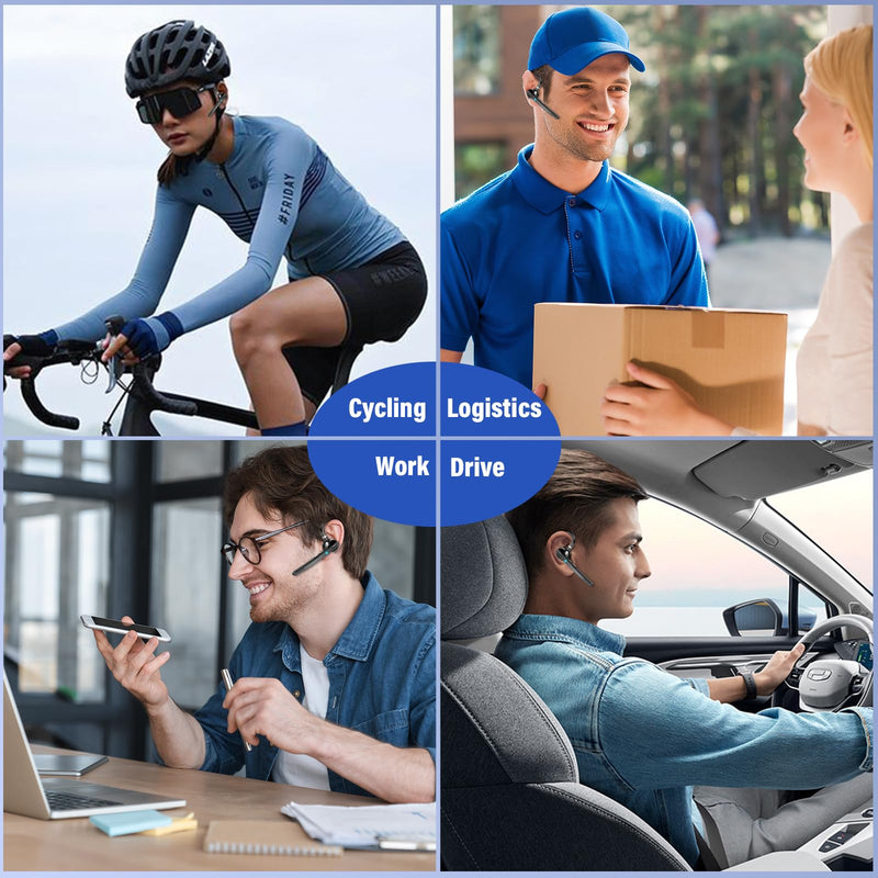 [AUSTRALIA] - Thunelec Bluetooth Headset, Wireless Bluetooth 5.3 Earpiece, 90Hrs Hands Free Headset with APTX HD Audio & Mute Button, Dual Noise Cancelling Mics, Single-Ear Headphone for Trucker/Business/Office/Gym 