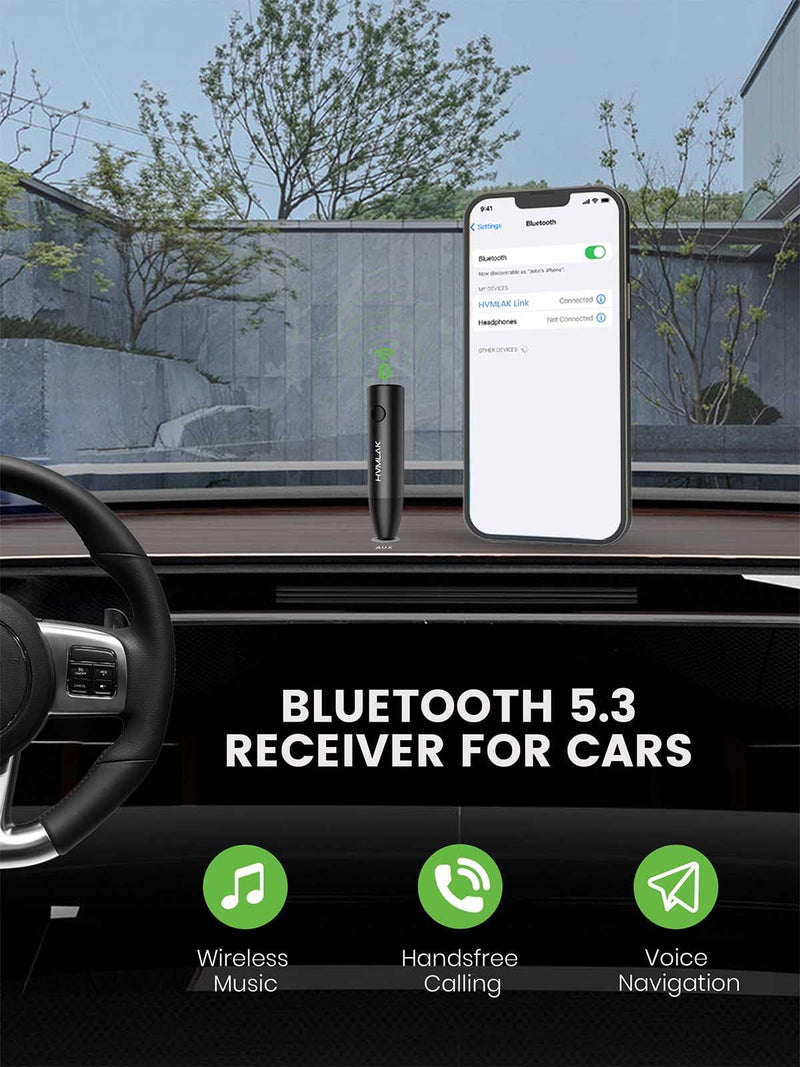 [AUSTRALIA] - Bluetooth 5.3 Car Aux Adapter with Enhanced Microphone, 3.5mm Jack for Car Home Stereo, USB-C Charging, Sturdy Case, 1 Piece Black 