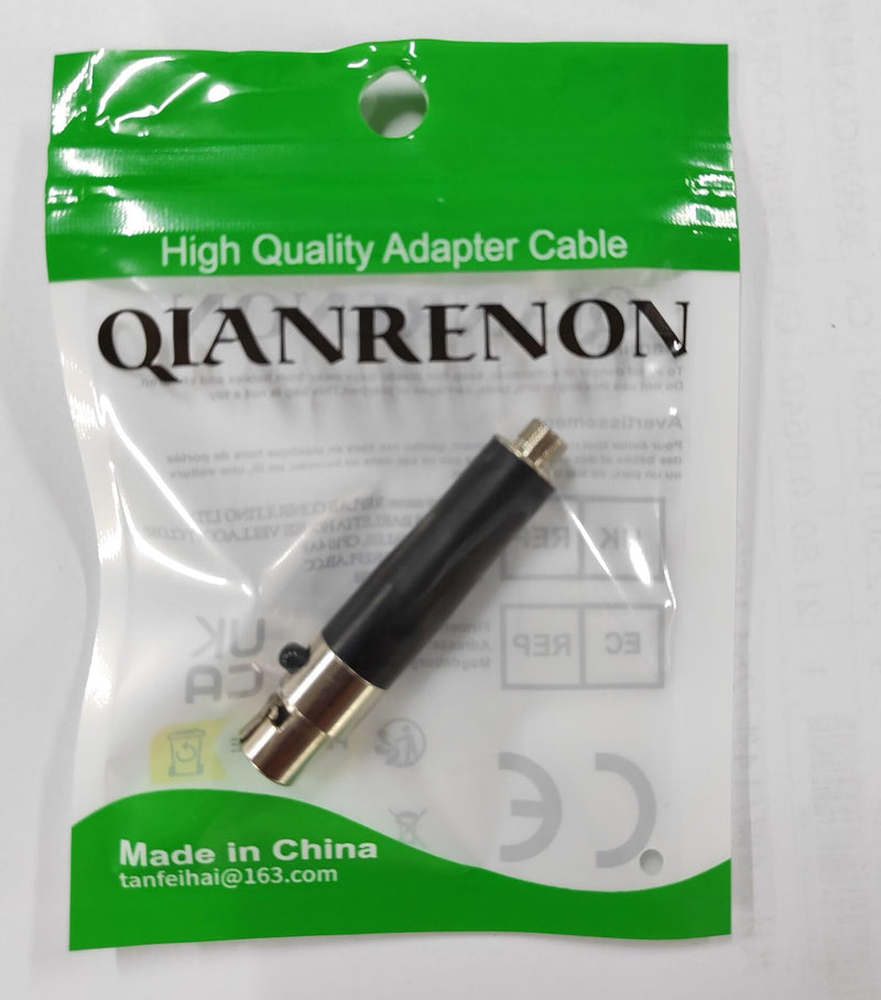 QIANRENON Mini XLR to TRS 3.5mm Wireless Microphone Connector 3Pin Mini XLR Female to Locking TRS 3.5mm Female Headphone Stereo Adapter Mini XLR to Locked 1/8 Balanced Audio Socket, for Lavalier Mic F-F