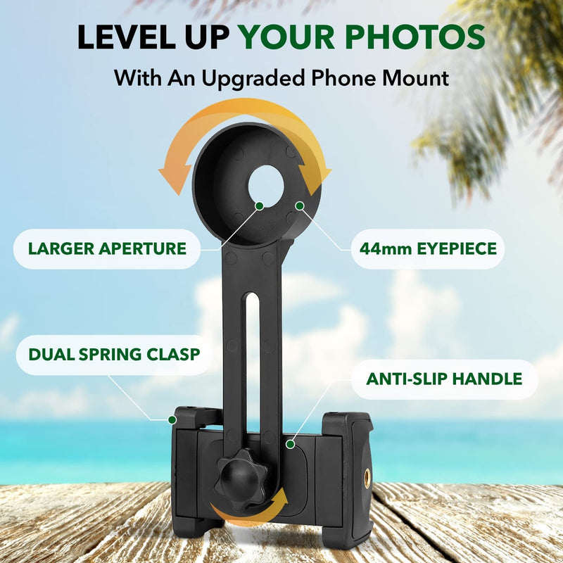 STARSCOPE Monocular G3 Phone Mount - Dual Spring-Loaded Telescope Phone Adapter Mount | Foldable Monocular Telescope for Smartphone Mount | Adjustable, Clip-On Monocular Telescope Phone Mount