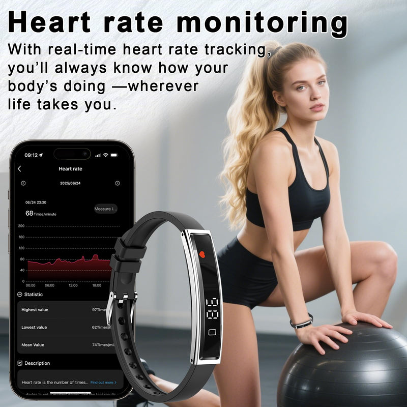 Efolen Smart Bracelet for Women,Ultralight Fitness Tracker Smart Wristband with Heart Rate/Blood Oxygen/Sleep Monitor/Pedometer,Slim Smartwatch for Android iPhone,Activity Tracker,2 Band,Silver Silver