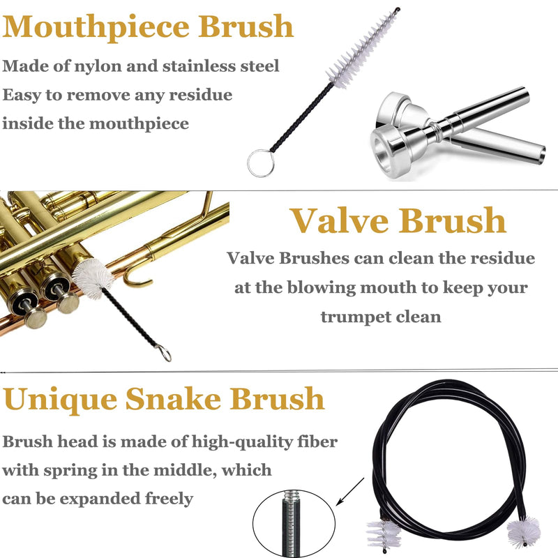 Trumpet Mute And Trumpet Cleaning kit, Trumpet Mute Silencer,Lightweight Aluminum Trumpet Practice Mute, Mouthpiece/Valve/Bore Brushes For Trumpet