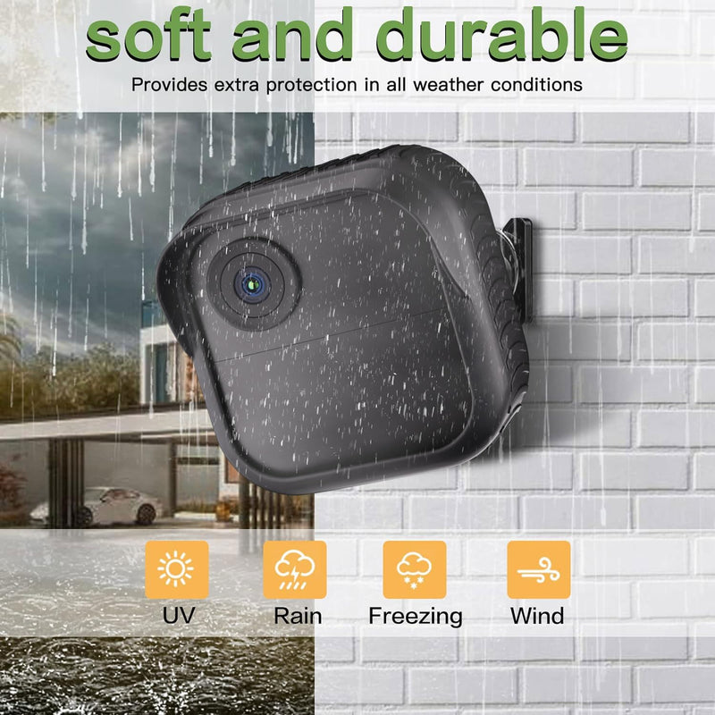 MOSISO Silicone Case Cover Compatible with Blink Outdoor 4 (4th Gen) Camera, Weatherproof Protective Silicon Skin Cover for All-New Outdoor 4 Smart Security Camera, Black, 2 Pack