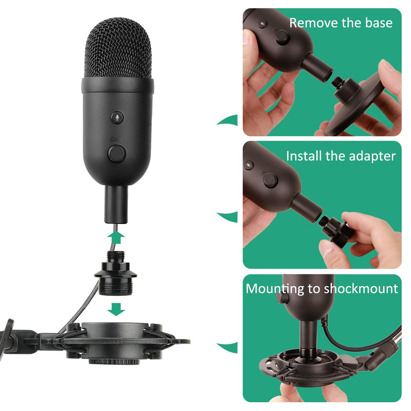 [AUSTRALIA] - Mic Boom Arm for Razer Seiren V2 X, Adjustable Microphone Arm Stand with Shock Mount, Pop Filter, Heavy Duty Table Mount Clamp and 3/8 Female to 5/8 Male Screw Adapter 
