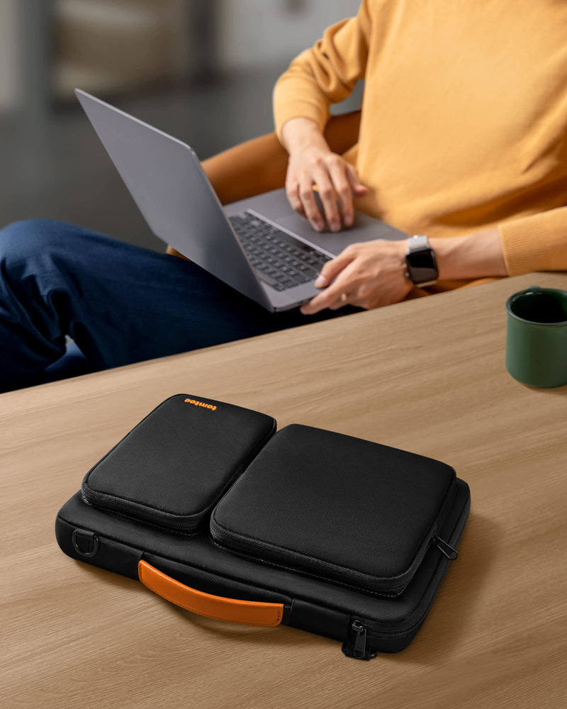 tomtoc 360 Protective Laptop Shoulder Bag for 16-inch MacBook Pro M3/M2/M1 Pro/Max A2991 A2485 2023-2019, Water-resistant Sleeve for Dell XPS 15 Surface Book 3 The New Razer Blade 16 16-inch for New MacBook Pro Black