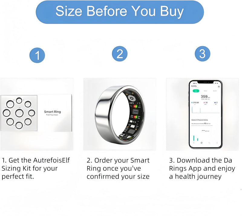 Smart Ring for Women Men, IP68 Waterproof Health Tracker with No Subscription Fee, Sleep and Stress Monitoring, Activity Fitness Ring, Android/iOS Compatible(Silver,10)