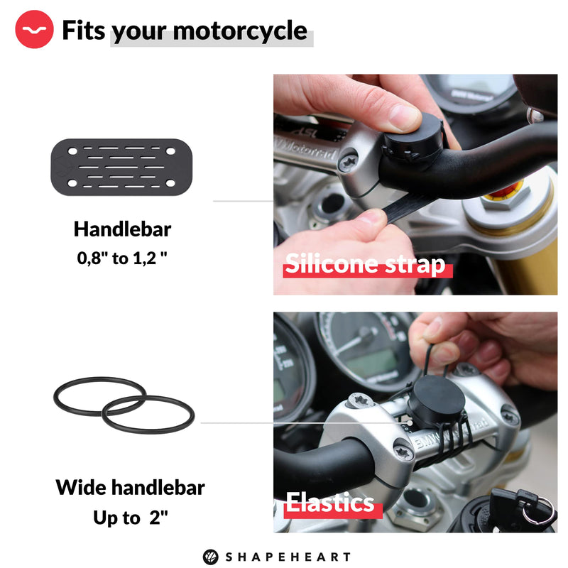Magnetic motorbike phone holder | Anti vibration motorcycle phone holder | Waterproof Motorcycle Handlebar phone mount | 360° orientation 2XL phone up to 6.77" (17.2 cm)