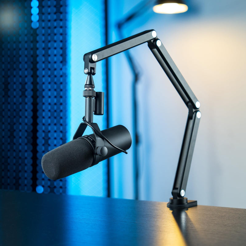 FULAIM Boom Mic Arm, 360° Rotatable, Adjustable & Foldable Desk Microphone Arm Stand, Sturdy Aluminum Alloy Mic Arm for Podcast, Video, Gaming, Meeting, Radio, Studio gray