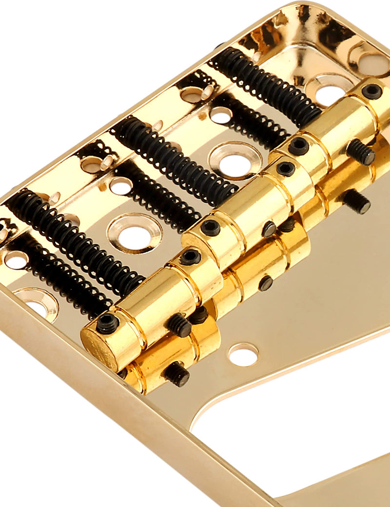 [AUSTRALIA] - Rubatone Guitar Bridge Tailpiece 3Pcs Zinc Saddles Bridge Top or Bottom Load Ashtray Style for Vintage Tele Telecaster Style Electric Guitar Parts Gold. 