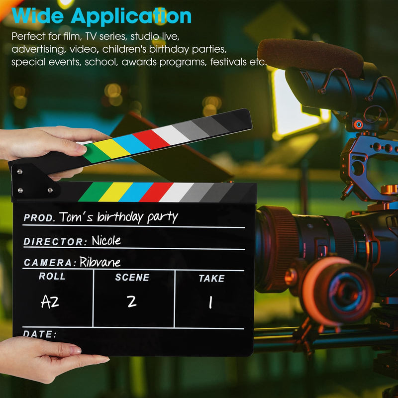 [AUSTRALIA] - Acrylic Movie Film Directors Clapboard, Photography Video TV Cut Action Scene Slate Clapper Board Props, Black 