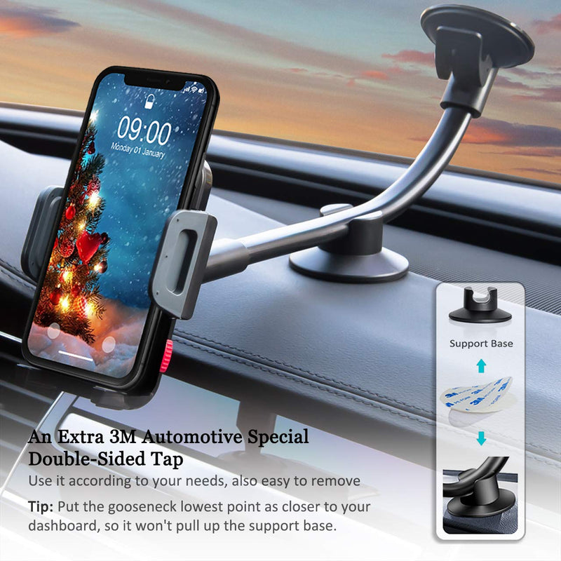 Car Phone Mount, Universal Long Arm Windshield Handsfree Phone Holder for Car Compatible iPhone 14 Pro/13/12/11/Xs/XR/X/8 Plus, Galaxy S20/S10/S9/S9 /Note 10/S8, Huawei and More