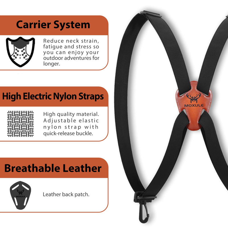 Binocular Harness Strap X-Shaped - Adjustable Bino Chest Straps for All Binoculars Hunting,Hiking and Birding - Black
