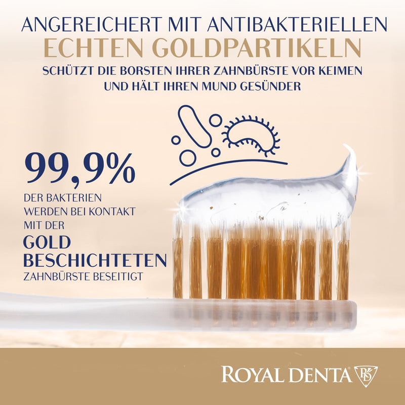 [AUSTRALIA] - Manual Toothbrush Medium for Adults, Floss Toothbrush with Gold, Pink Royal Denta 