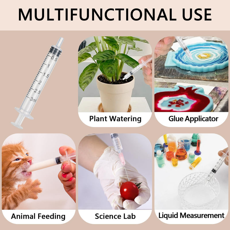 20 Pieces Colostrum Syringe 3 ml Set with Needle, Plastic Syringes of Liquids, Scientific Syringes with Caps for Laboratories, Plant Watering, Refilling and Measuring Liquids