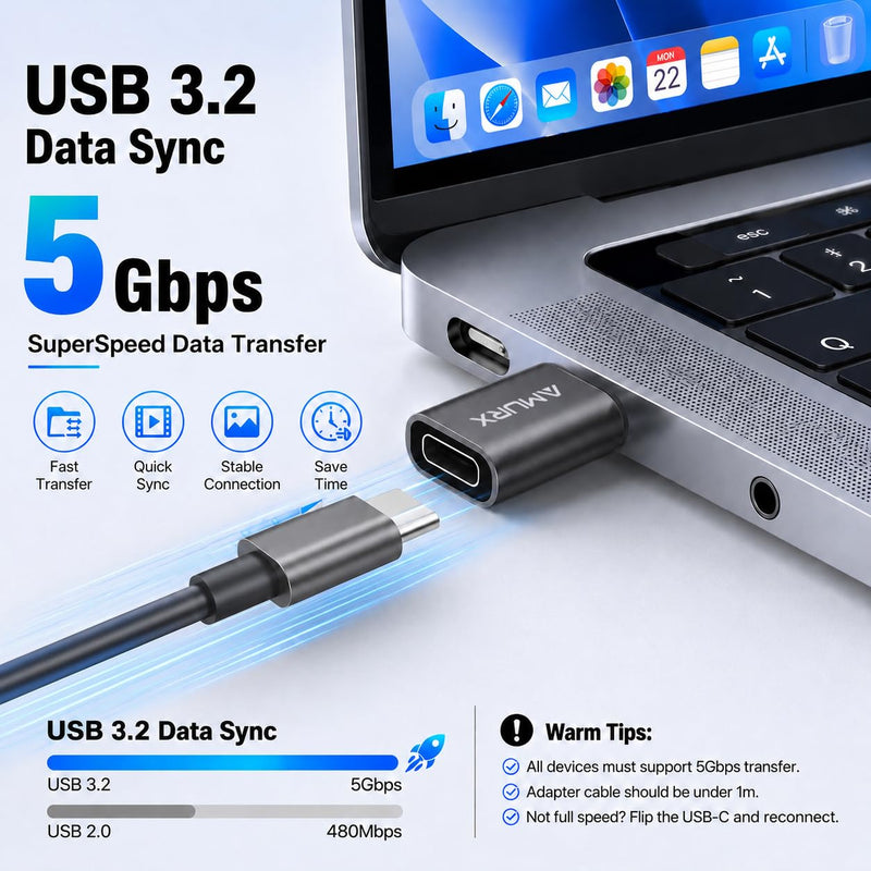 USB to USB C Adapter 2 Pack, 3.2 USB C Female to USB A Male OTG Adapter, USB 2.0 480Mbps Charging & Data Sync for Apple, Samsung Galaxy, Google Pixel and USB-C Devices