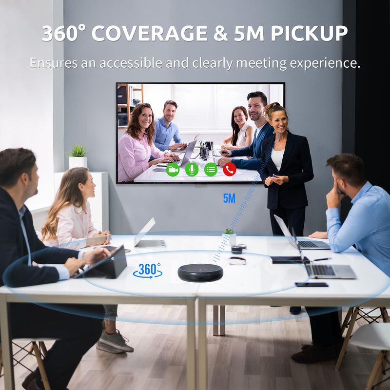 Conference Speaker and Microphone, Bluetooth Speakerphone, Noise Reduction, 360°Voice Pickup 43H Standby time, USB C Bluetooth Microphone Compatible with Zoom, Teams, Skype, Home Office