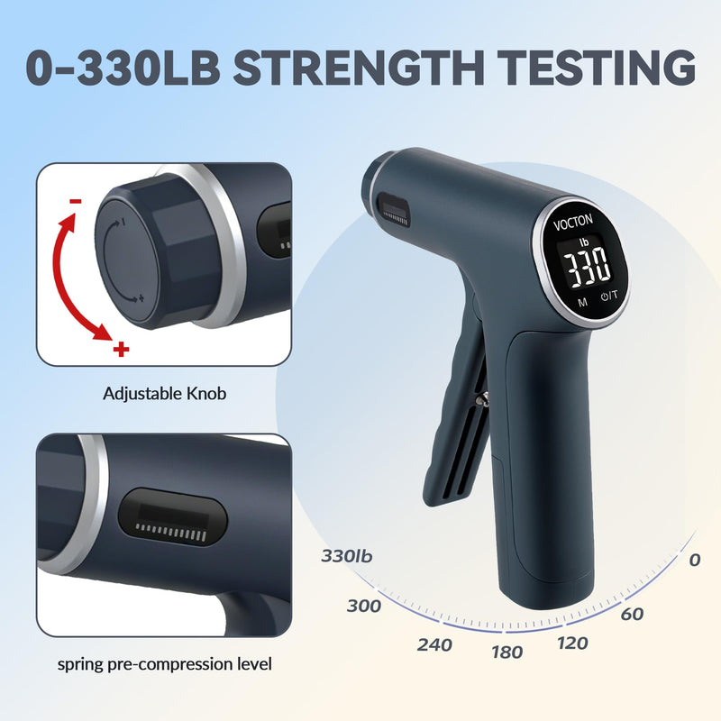 [AUSTRALIA] - 330lbs/150KG Handful Grip Strength Tester, Electronic Hand Dynamometer & Exerciser with Adjustable Resistance Trainer, LCD Screen, Ergonomic Handle for Home and Gym Use(Battery Not Included) 