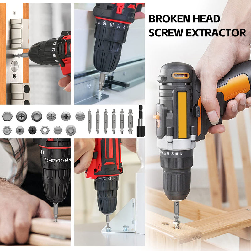 Screw Extractor, 6 Pieces, Damaged Screw Remover, Extractor, Damaged Screw Remover, Guide Set for Quick Drill for Robbed or Damaged Screws