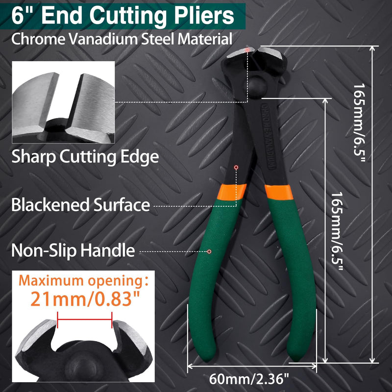 SPEEDWOX Nail Puller 6 Inch End Cutting Pliers, Nail Remover Nail Pliers End Cut Nippers End Snips For Pulling Nails Or Cutting Wires Wire Cutter End Cutter Pliers Staple Remover Tool 6"